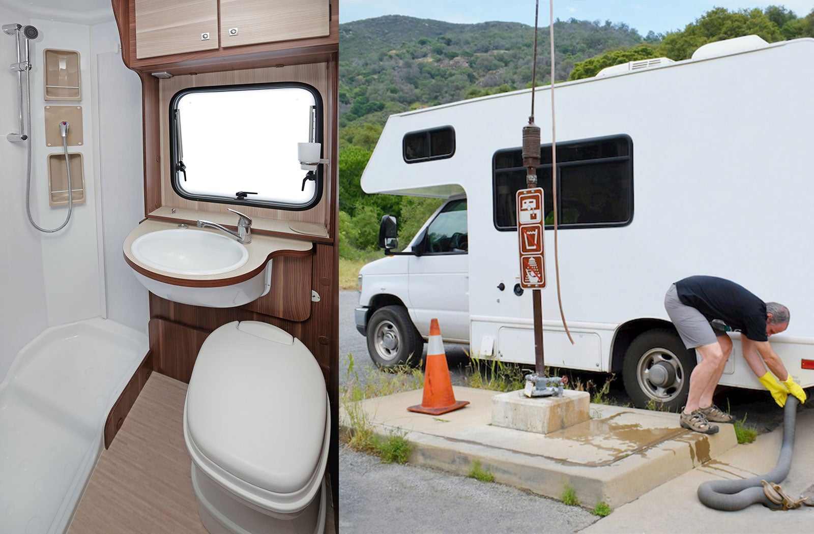 Portable RV/camper toilet and holding tank setup in Americus, Georgia