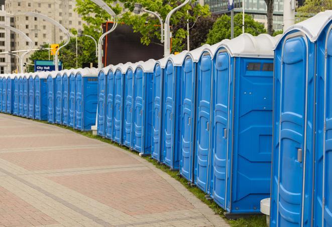 Seasonal porta potty units set up at a Americus, Georgia venue