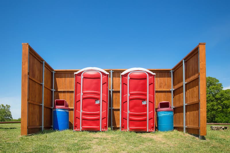 Short-term porta potty units staged for delivery in Americus, Georgia
